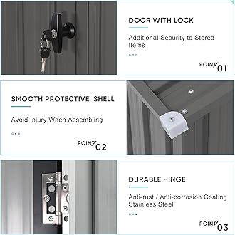 Verano Garden 6x4 FT Outdoor Storage Shed, Galvanized Steel Metal Garden Shed, Double Door W/Lock, Outdoor Storage Tool House for Backyard, Patio, Lawn