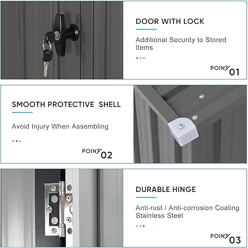 Miniatura 5 de Verano Garden Cobertizo de almacenamiento al aire libre de 6 x 4 pies, cobertizo de jardín de metal de acero galvanizado, doble puerta con