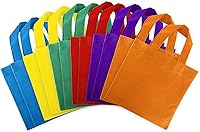 Super Z Outlet 12 Pack Blank Fabric Tote Bags - Assorted Rainbow Colors, 8x8" Handles for Party Favors, Crafts, Gifts & Shopping