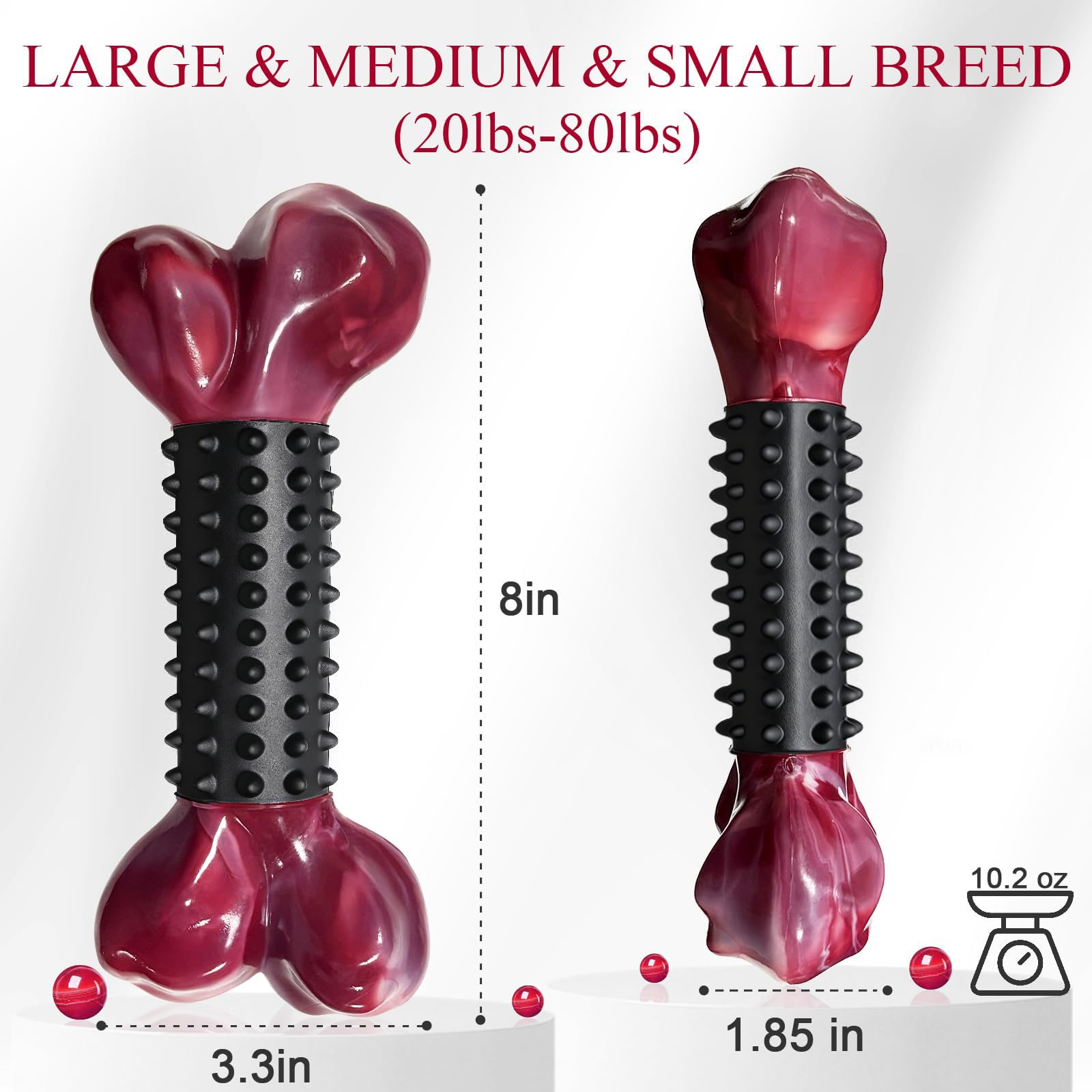 Juguetes resistentes para perros para masticadores agresivos, razas grandes, juguetes masticables, huesos hechos con nailon y goma, juguete indestructible grande, masticable de dentición para