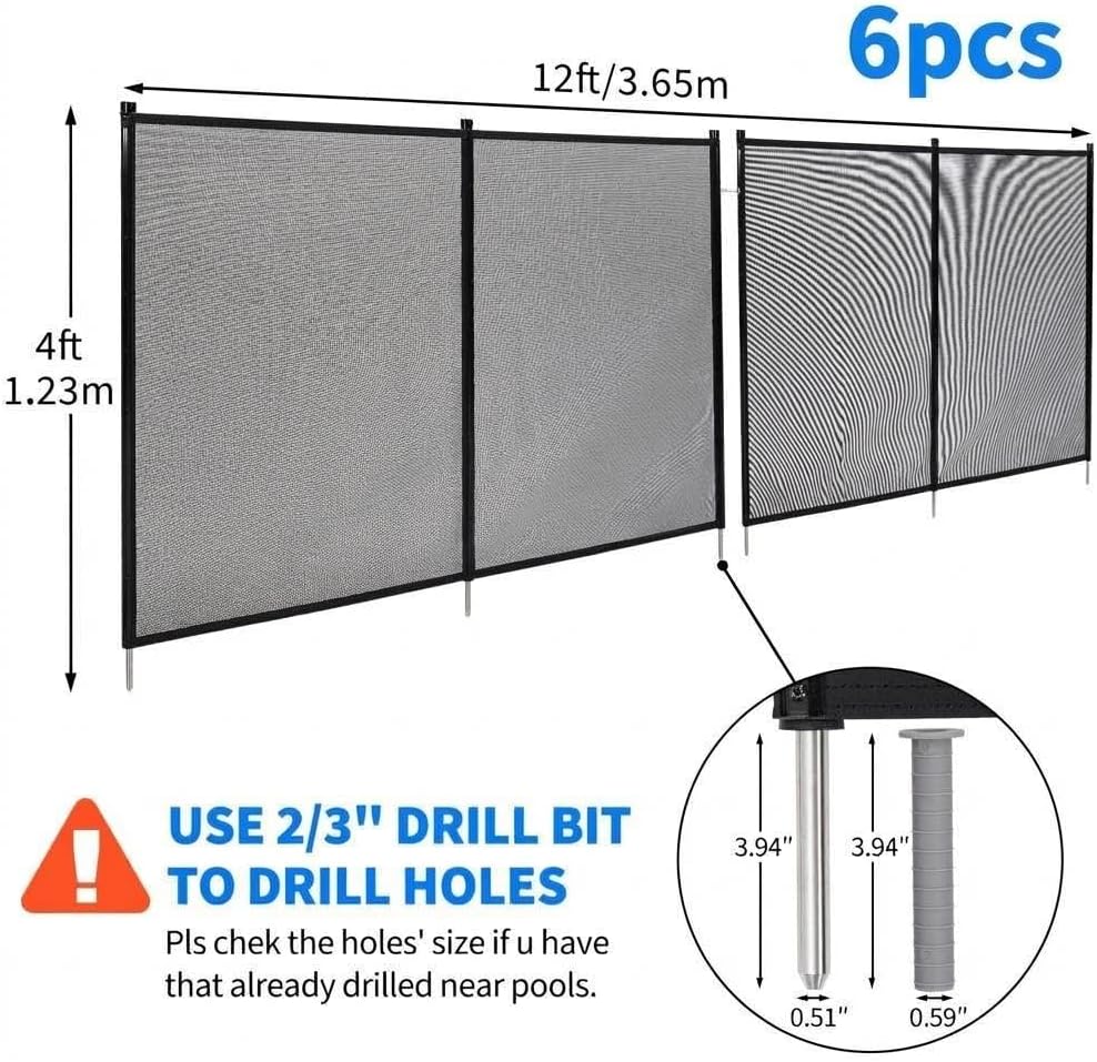 GAOMON Safety Fence for Inground Pool, 4 x 72 ft Removable Pool Safety Fence Guards Children and Pets, 320GSM Mesh w Stainless Steel Frame, 4Ft Tall Adjustable Barrier for Inground/Above Ground Pools