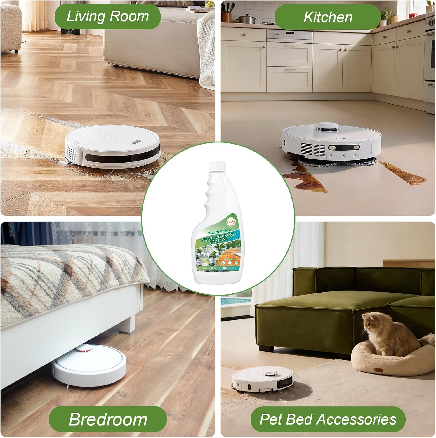 Snowlily 2 Pack Floor Cleaner Solution for Hardwood & Tile Floors, Compatible with Roborock