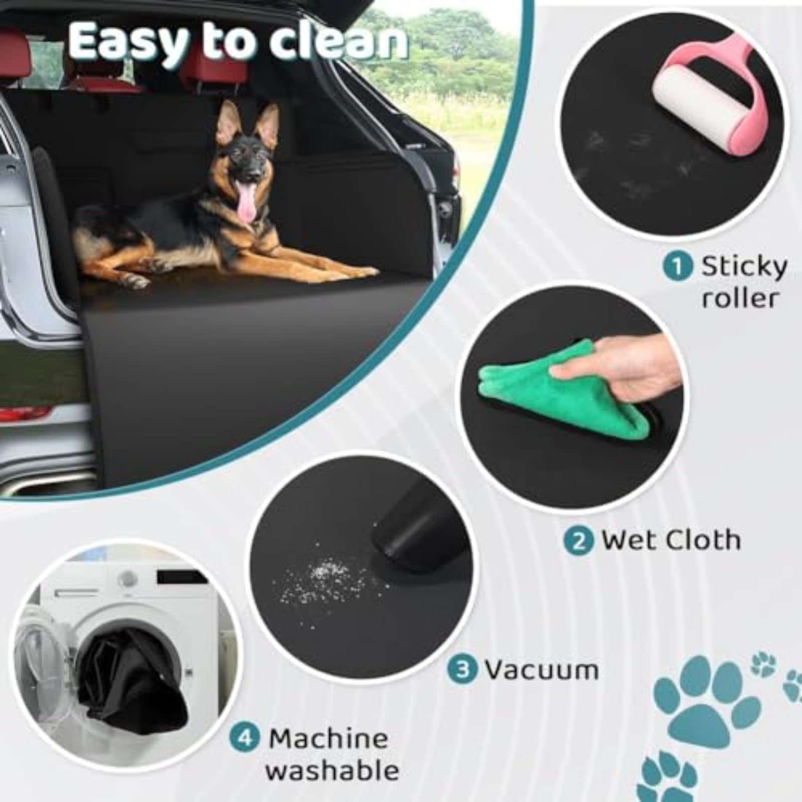 Chien Chien Coffre de Protection pour Citroen C4 Picasso 2010-2013 Imperméable Antidérapant Tapis Voiture Housse siège avec Protecteur latéral