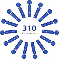 Vista 3 de Metene 310 Unidades Lancetas Estériles de Calibre 30 para Prueba de Azúcar en la Sangre, Azul Oscuro