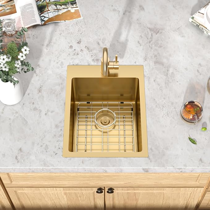 Gold Bar Sink - 15 Inch Drop In Bar Sink Gold Bar Sink - 15 Inch Drop In Bar Sink