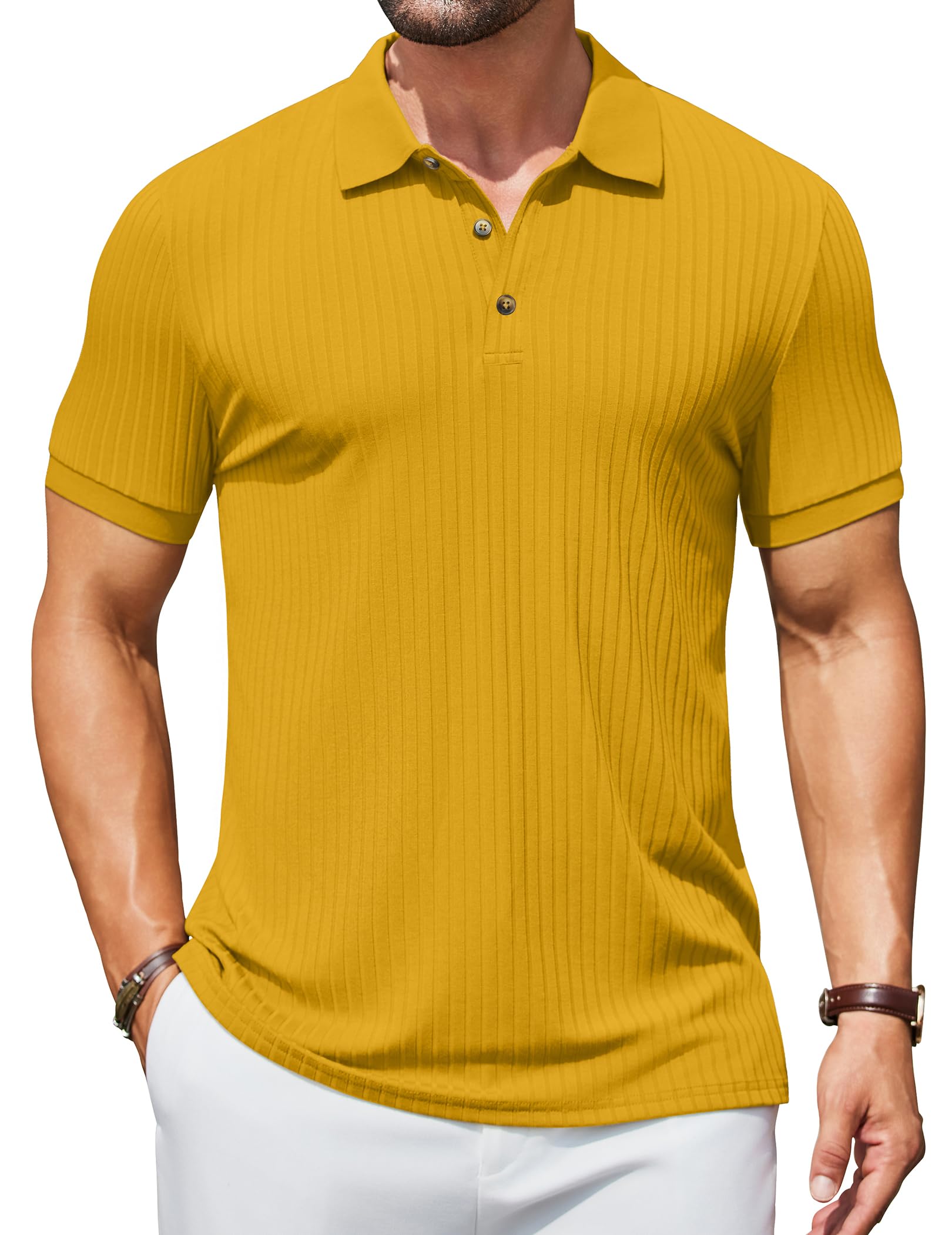 COOFANDY Camiseta para hombre Henley de manga corta, básica, con botones, 63% algodón, 37% poliéster, azul marino, S