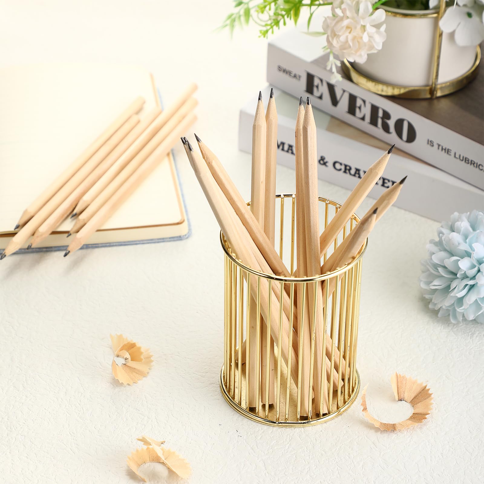 Fumete Lápices de madera natural con mango hexagonal, lápices de grafito HB, paquete de lápices de madera para aula, oficina (500 unidades)