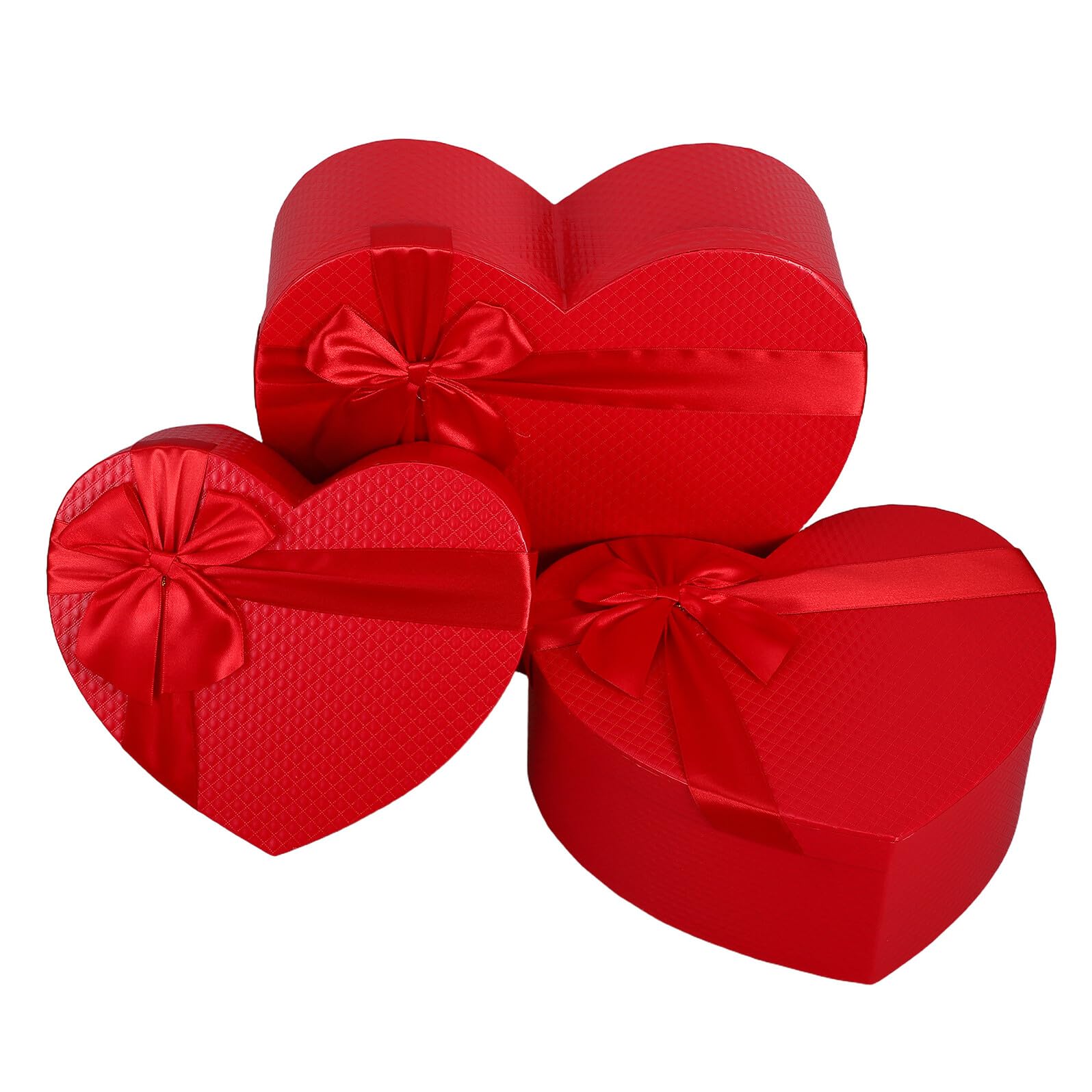 ORFOFE 3 Stück Herzförmige Geschenkboxen Valentinstag Verpackungsboxen in Rot Kleine Mittlere und Große Dekorative Kartonboxen für Geschenkverpackung Aufbewahrung und Tischdekoration