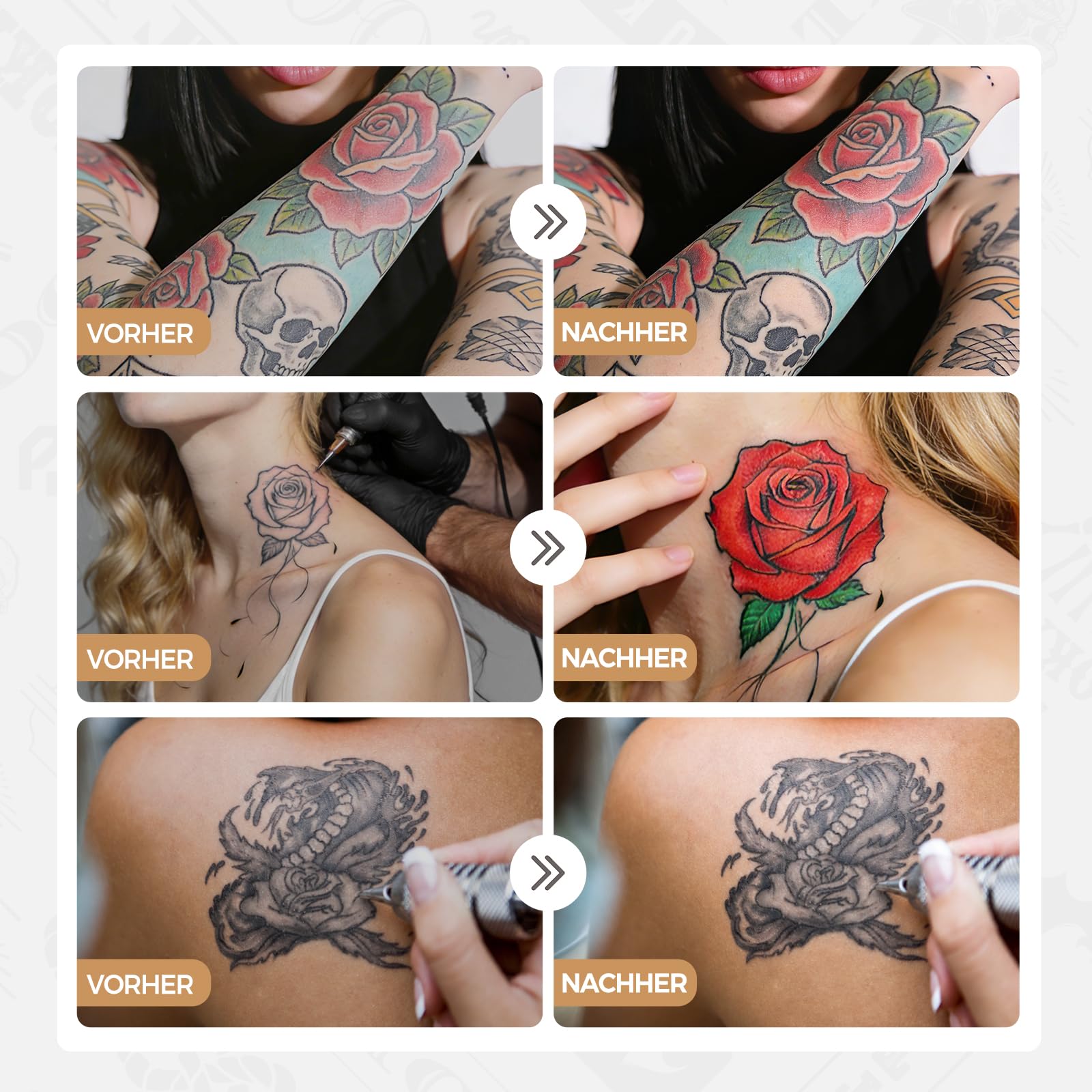 4-teilig Professionelle Tattoo Nachsorge Set mit Tattoo Creme, Reinigungsschaum, Gel& Bandage – Natürliche & Sanfte Formel Für Frisches & Altes Tattoo Fördert Heilung & Farberhalt