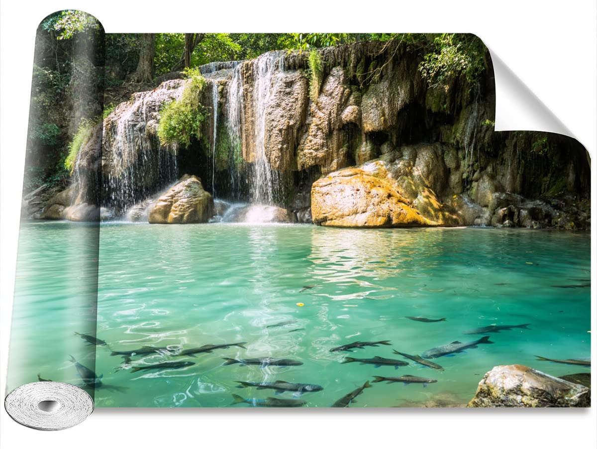 Papier Peint Cascade d'Erawan Auto-Adhésif 416x254cm Tulup