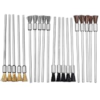 Vista 8 de Mesee 20 cepillos de alambre para taladro, 3.937 in, cepillos de extremo de limpieza extendidos, juego surtido de plumas, melena de caballo, cerdas