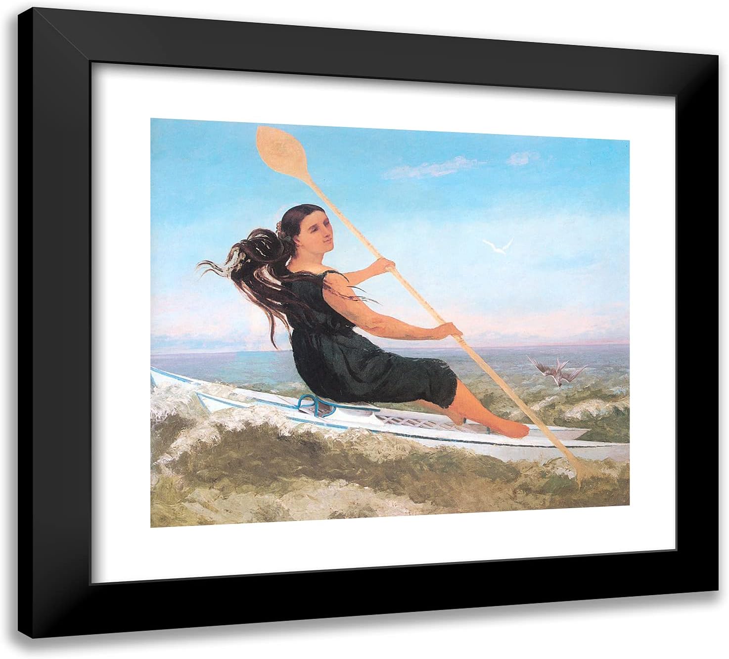ArtDirect Courbet, Gustave 22x20 Gold Ornate Framed Art Print with Double Matting Titled: The Woman in a Podoscaphe