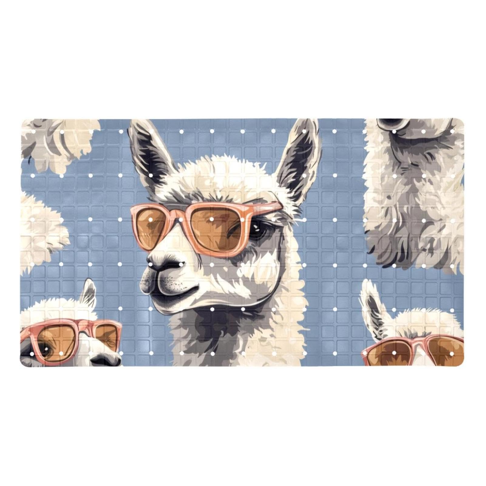 Cool Lama Tapis de bain rectangulaire antidérapant avec ventouses, lavable en machine, motif animal alpaga, 40 x 71 cm