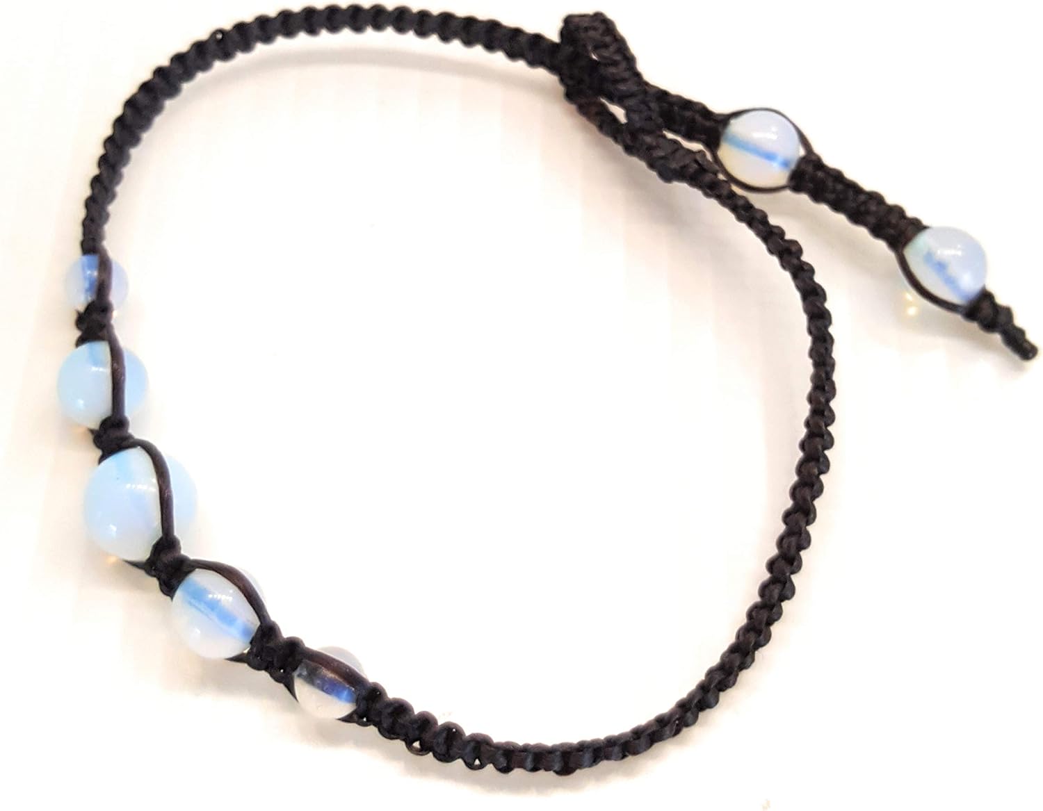 Infinityee888 Opal Moonstone Anklet Bracelet Macrame Braided woven wax cord adjustable Anklet for Men, Women, teen -NYAKOP1 - Image 4