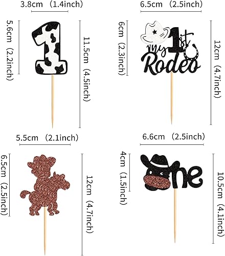 Miniatura 6 de 24 piezas Cowboy My 1st Rodeo Cupcake Toppers Riding HorseShoe Sombreros de vaquero tema occidental Feliz Cumpleaños Baby Shower Fiesta Pasteles