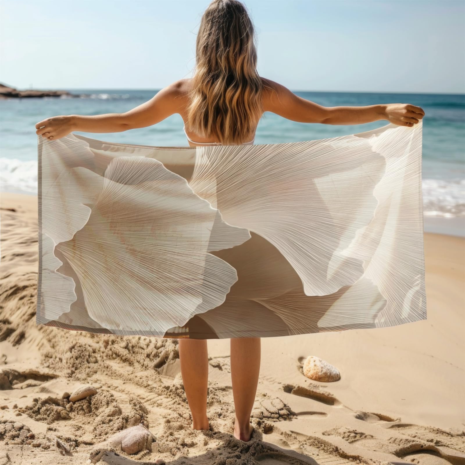 Générique Serviette Microfibre Plage Modèle Beige Marron Clair