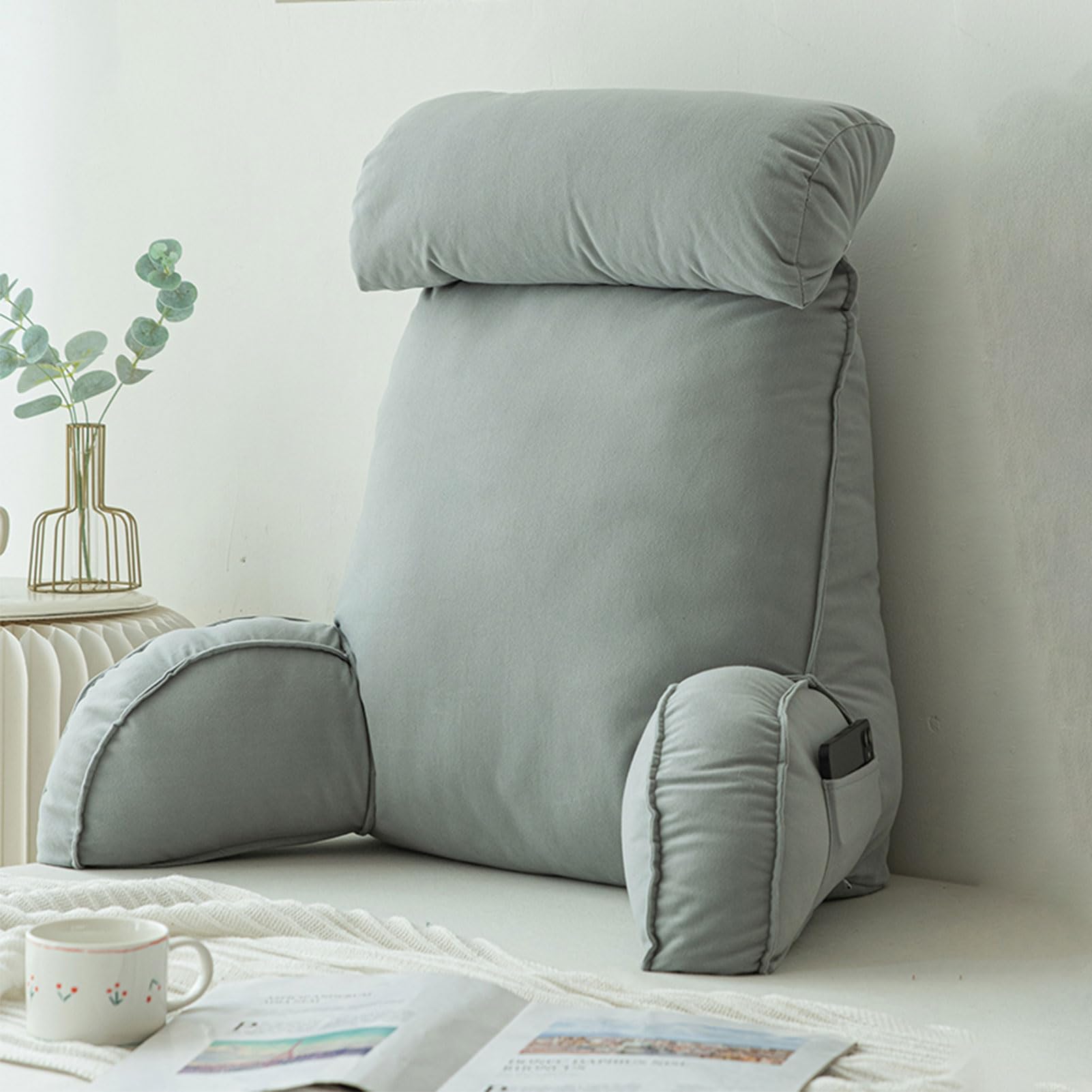 nviusdSJ Reading cushions, Relax Pillow With Neck Arm Support Teens,and Kids For Bed Rest,Back,Pregnancy Lumbar & Head Coccyx Lower Cushion(Light Gray)
