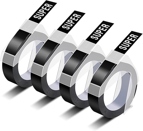 Miniatura 8 de Paquete de 7 cintas adhesivas de plástico 3D compatibles con Dymo 3D de 0.354 in, 38 pulgadas x 9.8 ft, color blanco sobre