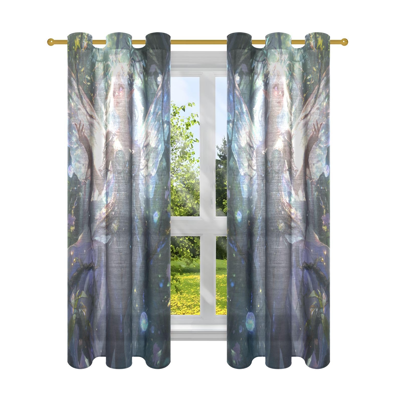 Rideaux de cuisine anti vis-à-vis Fairy Game semi-transparents 160 cm