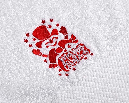 Miniatura 7 de Quera Paquete de 2 toallas de mano navideñas Let It Snow Snowman Merry Christmas 100% algodón bordado, decoración de lujo de primera calidad, juego
