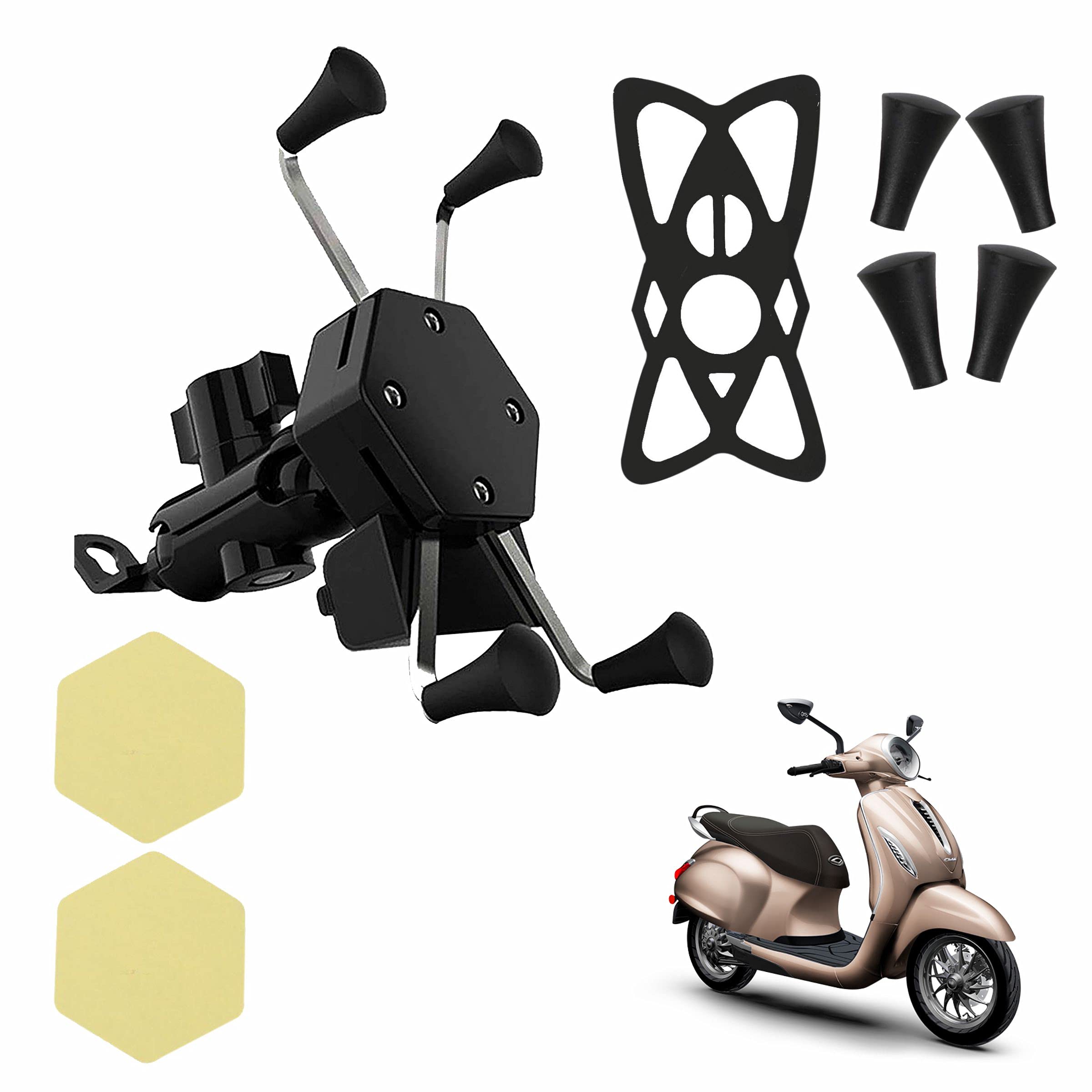 X-Grip Latest Verson Phone Holder with Mobile USB Charging Port for Bajaj Chetak (1 PCs, 5V-2A Black)-image-34