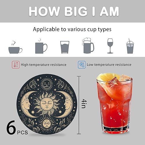 Miniatura 4 de Juego de 6 posavasos para bebidas con base de corcho y soporte de metal, decoración de bar para el hogar, regalo de inauguración de la casa