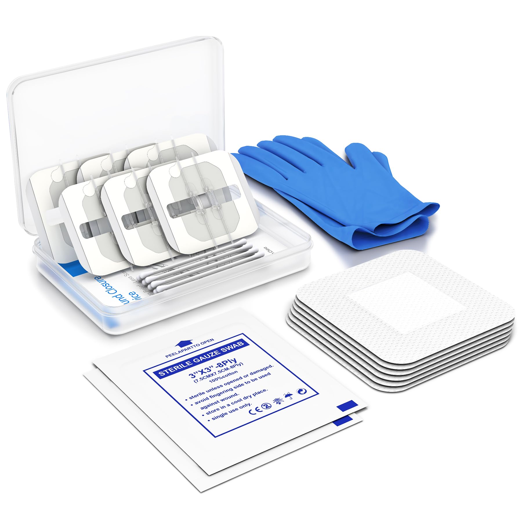 SEABIRD Wound Closure Device, Emergency Laceration Closures Kits 6Pcs, Bandages for Wound Care, Hospital Grade Rapid Skin Closure for Home Outdoor, Painless Wound Closure Strips Without Stitch, White