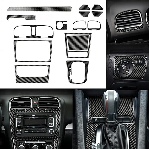 Accesorios interiores de coche 15 piezas de fibra de carbono interior cubierta completa para Volkswagen Golf MK6 2008-2012.