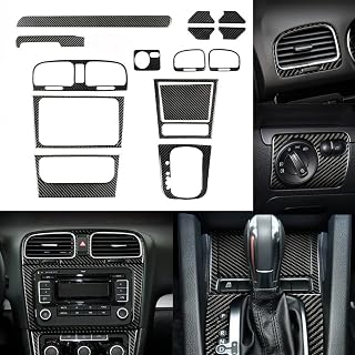 Car Interior Accessories 15 Pieces Carbon Fiber Interior Complete Trim Cover for Volkswagen Golf MK6 2008-2012.