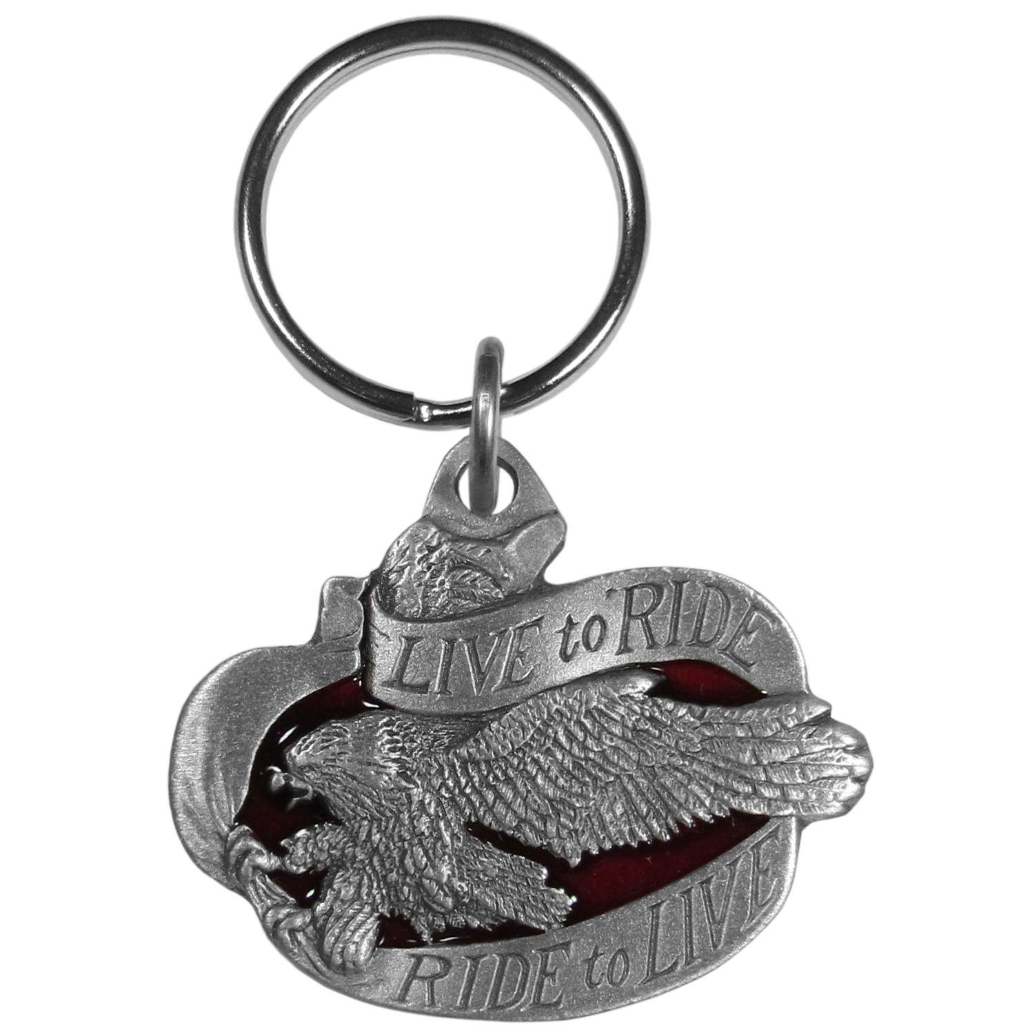 Siskiyou Automotive Metal Key Chain Live to Ride Motorcycle Enameled Details