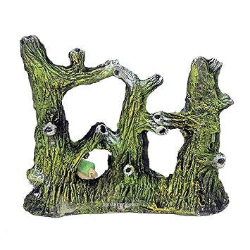 AQUAPETZWORLD Twisted Tree Moss Covered Roots and Logs Aquarium Ornament, Detailed D?cor Hideaway for Fish Tanks (23 x 4 x 19cm)