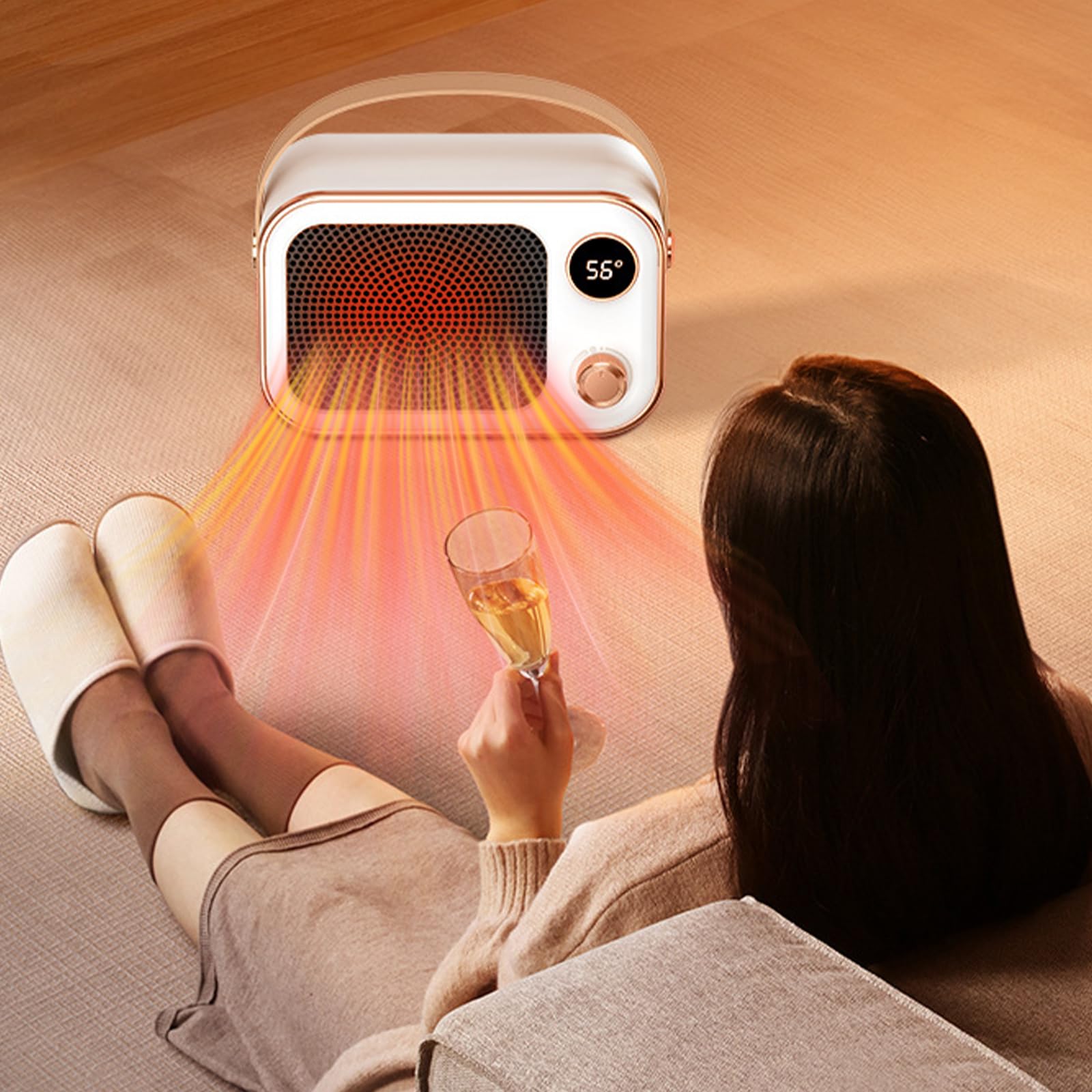 Riscaldatore d'Ambiente, Mini Stufetta Elettrica Ceramica 1200W, Design antiribaltamento, Stufetta Elettrica Basso Consumo Portatile per Soggiorno, Camera da Letto, Scrivania(Bianco)