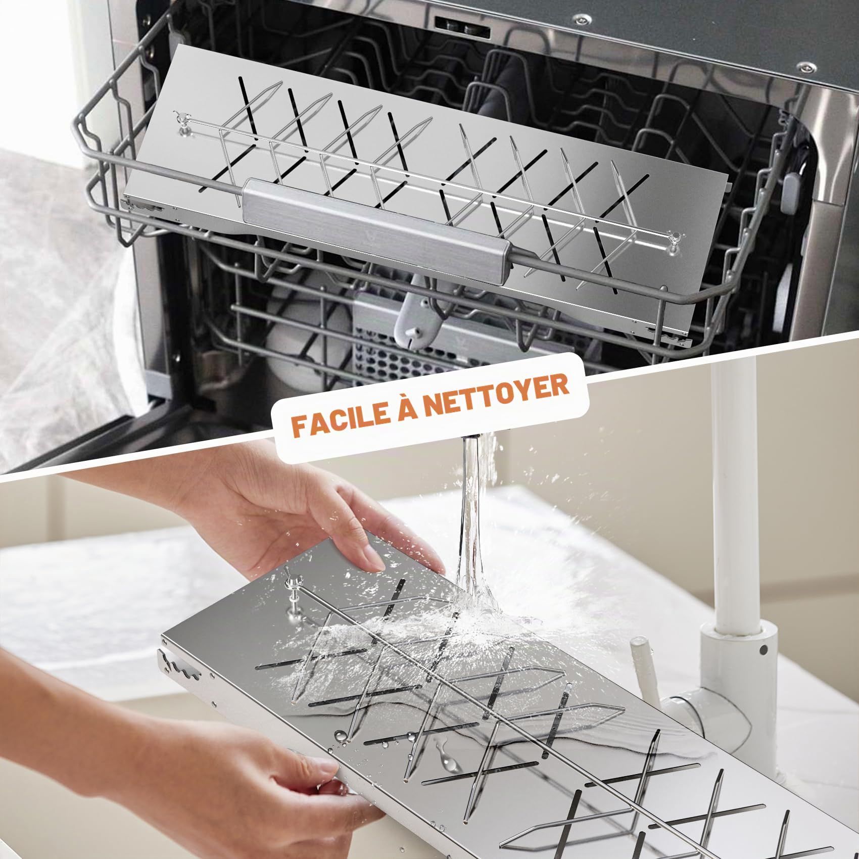 onlyfire Grande Planche à Saumon INOX pour Brasero et Barbecue | 4 positions réglables, cuisson verticale au feu de bois, inox lavable au lave-vaisselle, idéale pour saumon entier