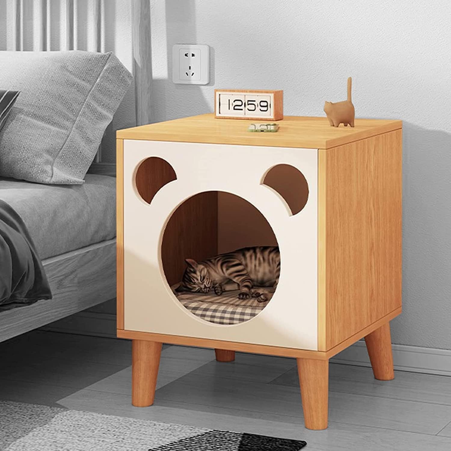 بيت قطط من تشاوفلايت، سرير قطط داخلي، طاولة بجانب السرير، بيت للحيوانات الاليفة، كهف مكعب قابل للطي، اثاث منزلي لمنزل القطط والجراء