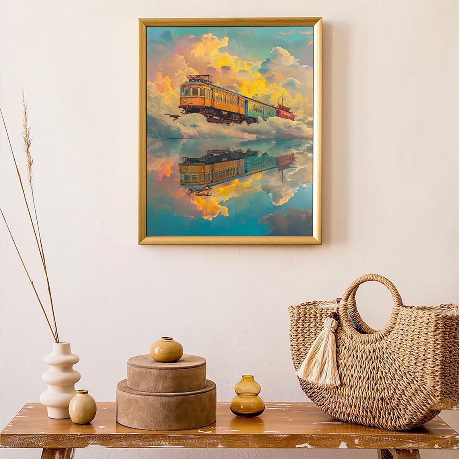 Diamond Painting Piovere, Diamond Painting Erwachsene Tram Bastelset, DIY Diamant Malerei Runder Vollbohrer Diamanten Kinder Malerei Stickerei Kreuzstich Dekoration, Geschenk 90 x 120 cm PJY9 I-K