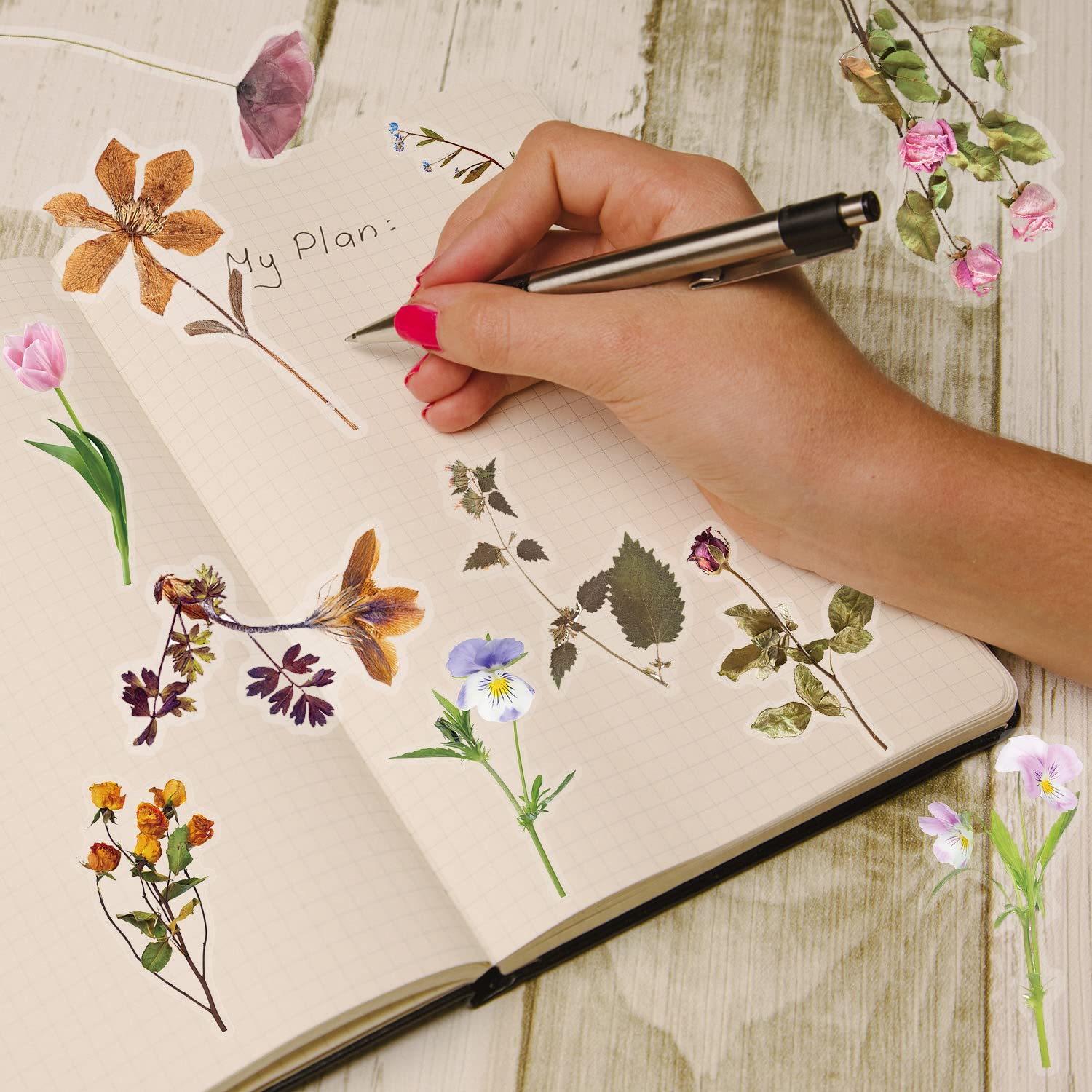 Bloem Stickers Set  180 Stuks  - Decoratieve Kleurrijke Geassorteerde Bloemen Sticker Voor Scrapbooking Kid Diy Arts Crafts Album Bullet Journals Junk Jo