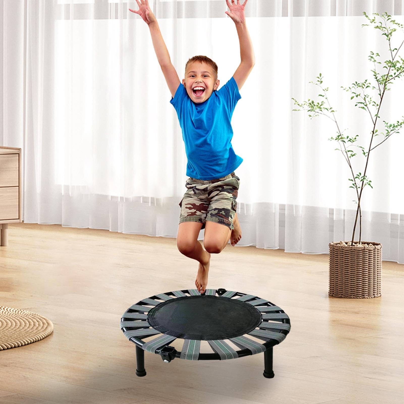 Pequeño Trampolino, Pequeño Trampolín - Cama De Salto Redondo - Carga De Trampolín Plegable Máximo 165 Libros, Trampolines Interiores para Ejercicios Adultos, Juegos para