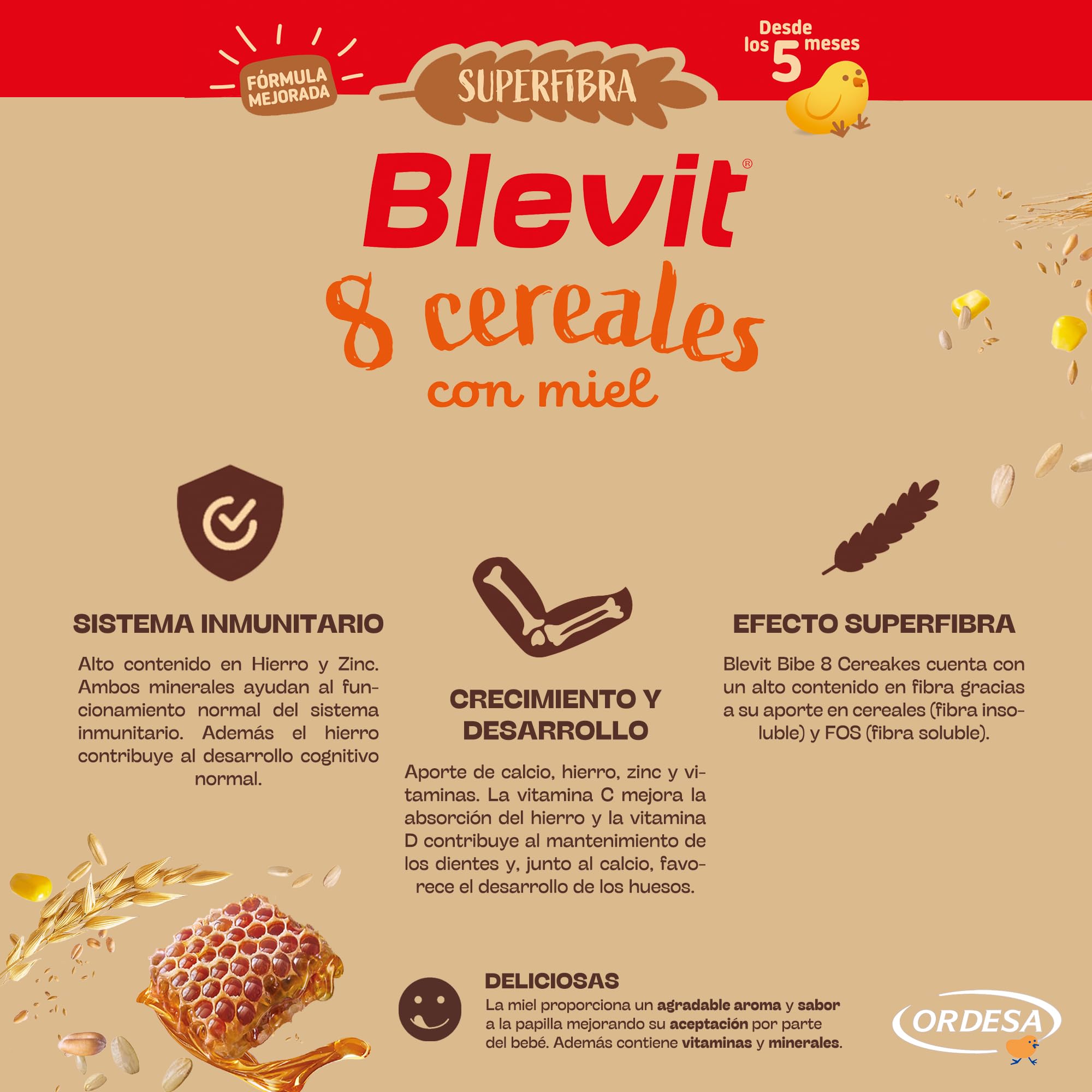Blevit Superfibra 8 Cereales con Miel 500g Papilla para Bebé 5 Meses