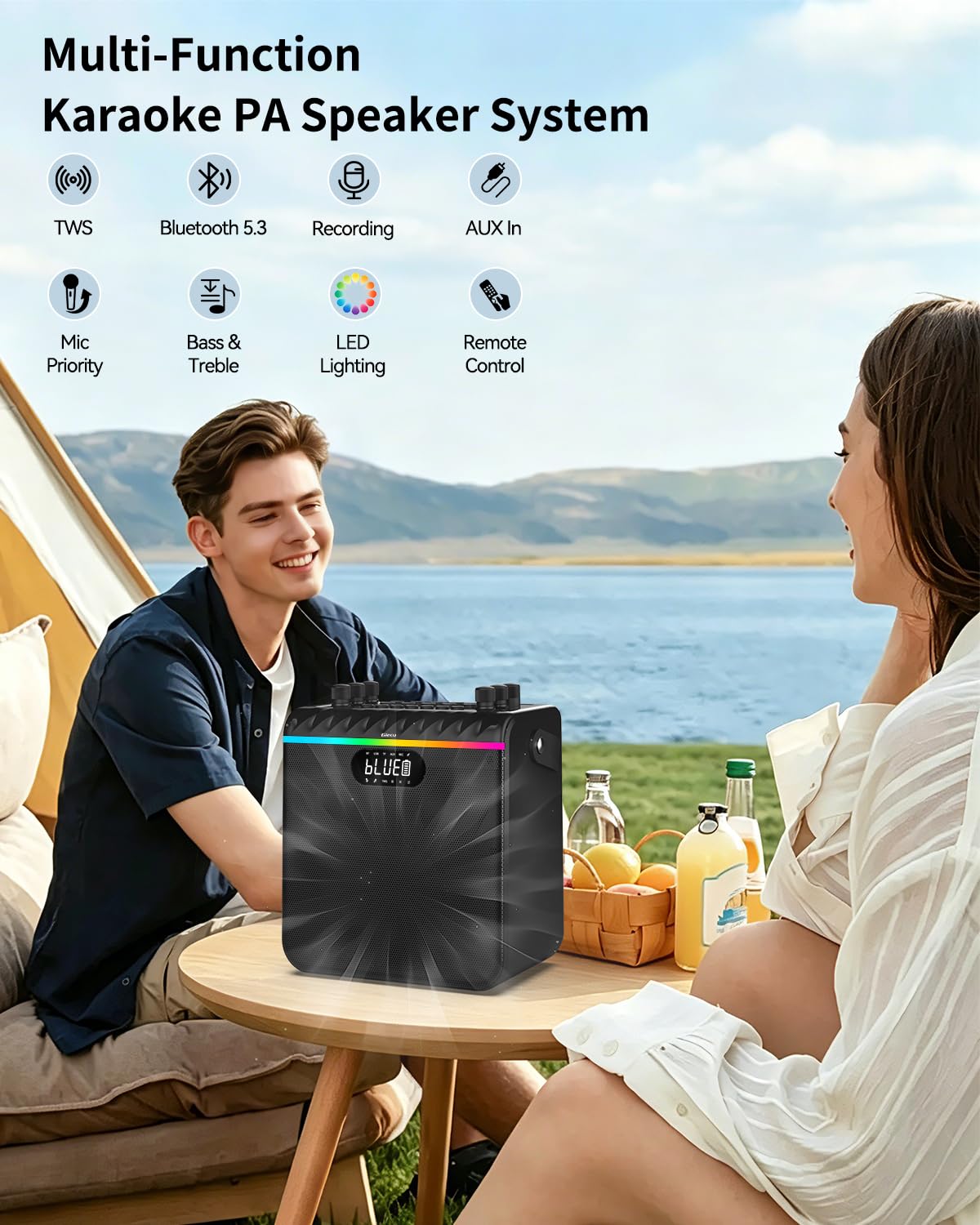 Enceinte karaoké Bluetooth avec woofer, Tweeter et 2 micros sans Fil