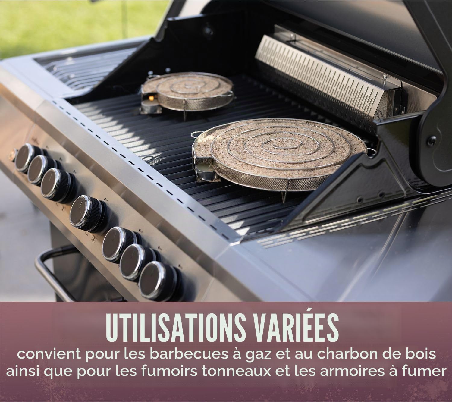 Grillfürst Générateur de fumée froide - Escargot de fumée en acier inoxydable - Rond - Pour barbecue à gaz et à charbon et fumoir, XXL - Diamètre : 31 cm