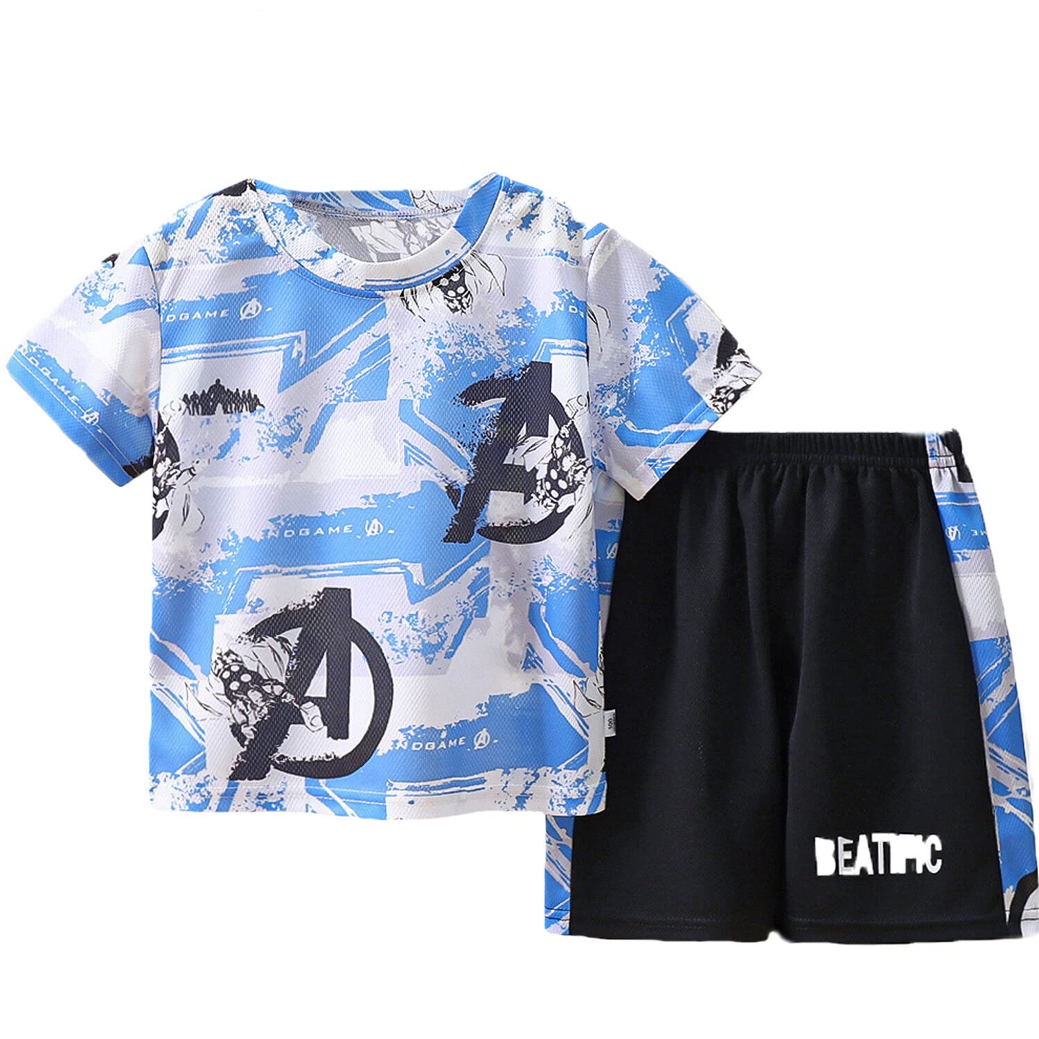 CRAZY GOTEND Boys Summer Clothing Sets Kids Sports Clothes Outfit Short Sleeve Shirt+Shorts Quick-dry Mesh