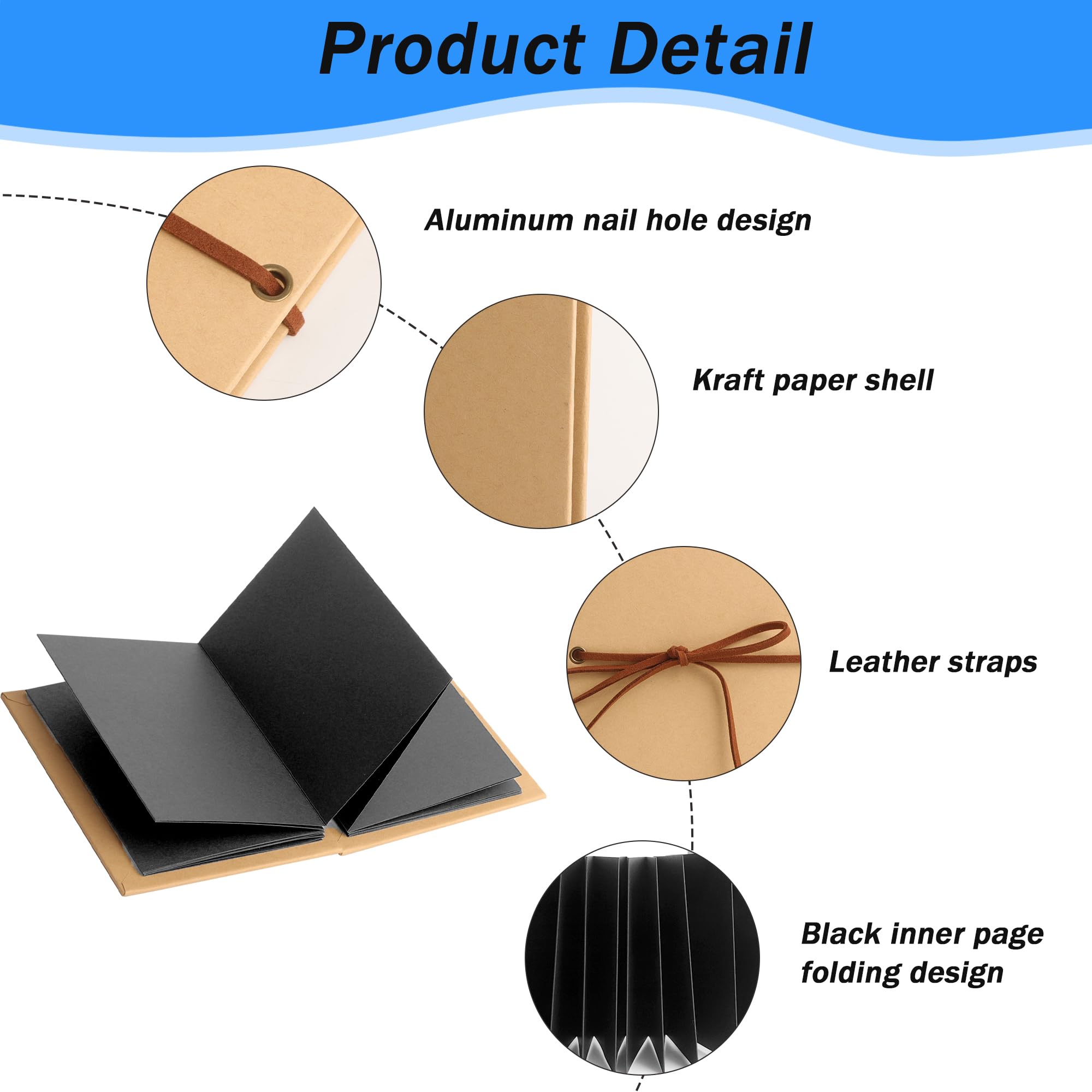 DesertBoy Accordion Photo Album, 34 Pages/17 Sheets Folding Scrapbook with 4 Sheets Corner Stickers, Accordion Scrap Book - Image 3