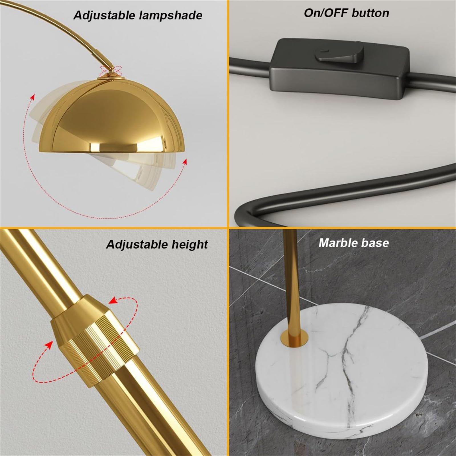 Amazon.co.jp : リビングルーム用ゴールドフロアランプ - アークフロア