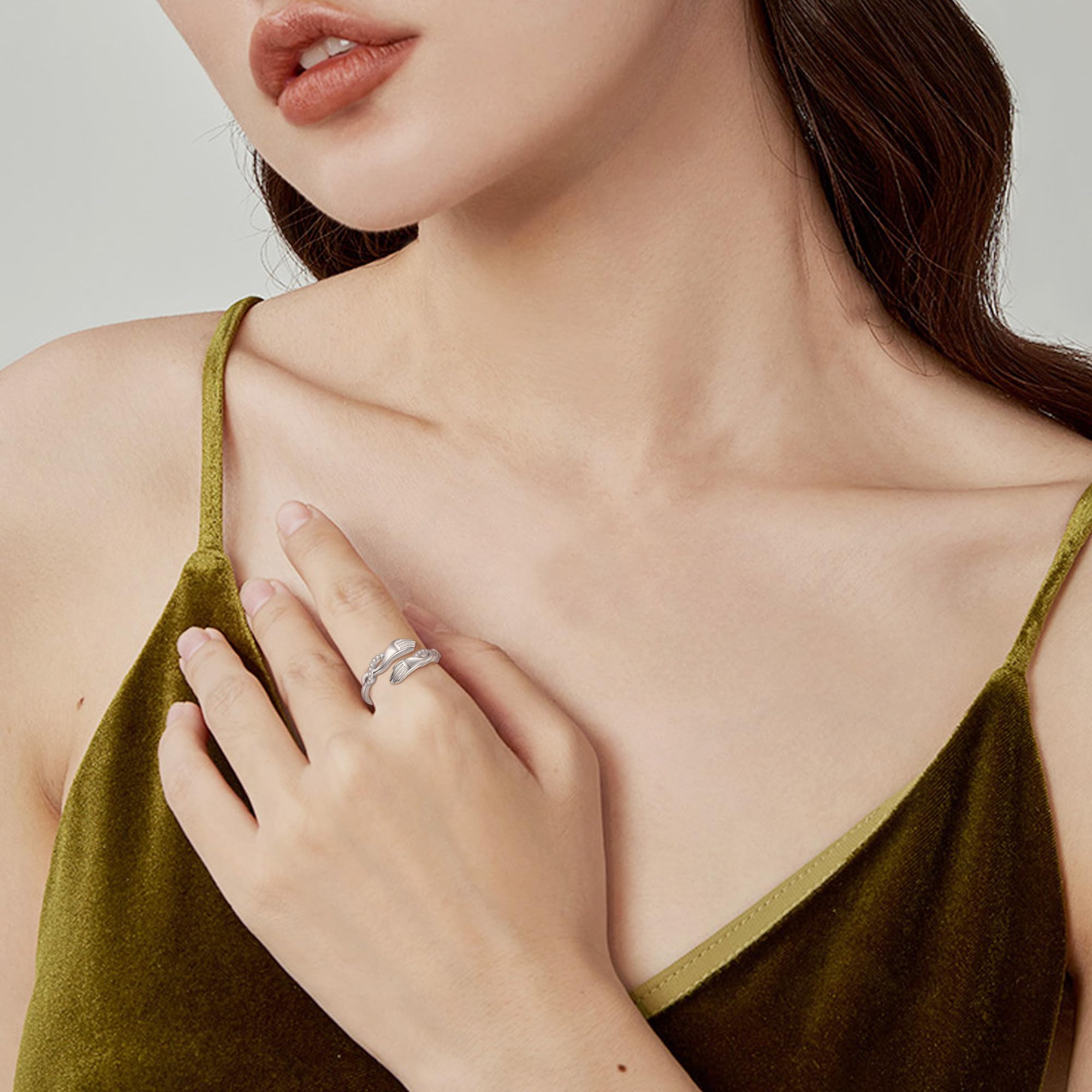 ONEFINITY Anello per abbraccio, in argento Sterling 925, aperto, per San Valentino e compleanno, per uomini e donne, 6, metallo prezioso