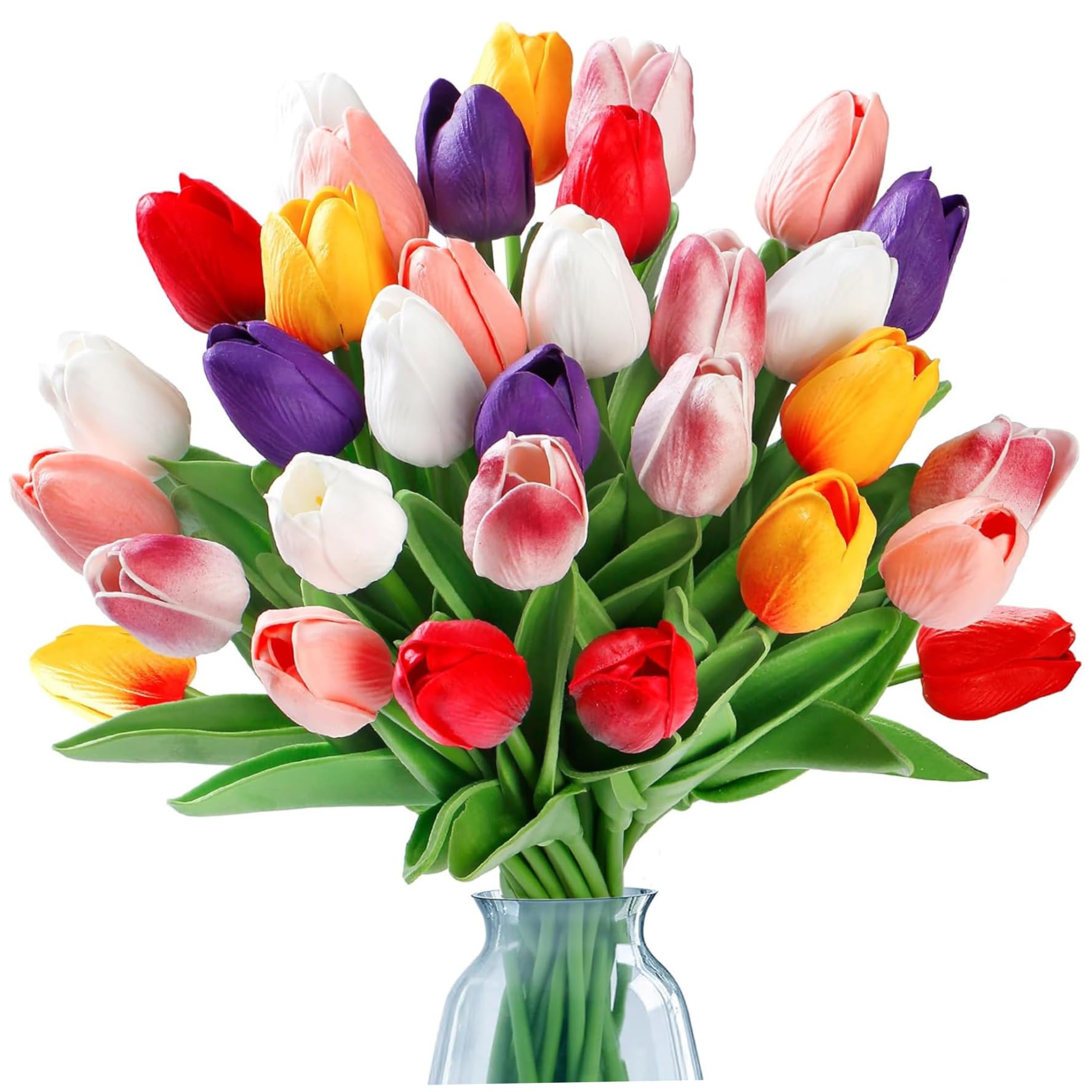 Tulipes artificielles sans entretien fausses fleurs durables en PU malléable