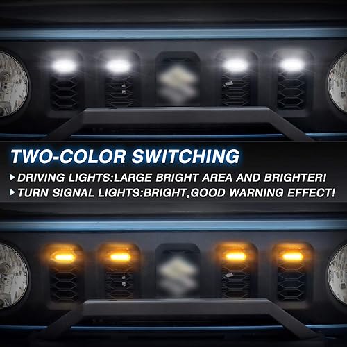 Miniatura 5 de Autorder Compatible con luces LED para parrilla Suzuki Jimny 2018-2022 2023 2024 2025 JB64W JB74W Accesorios Bombillas delanteras de advertencia con