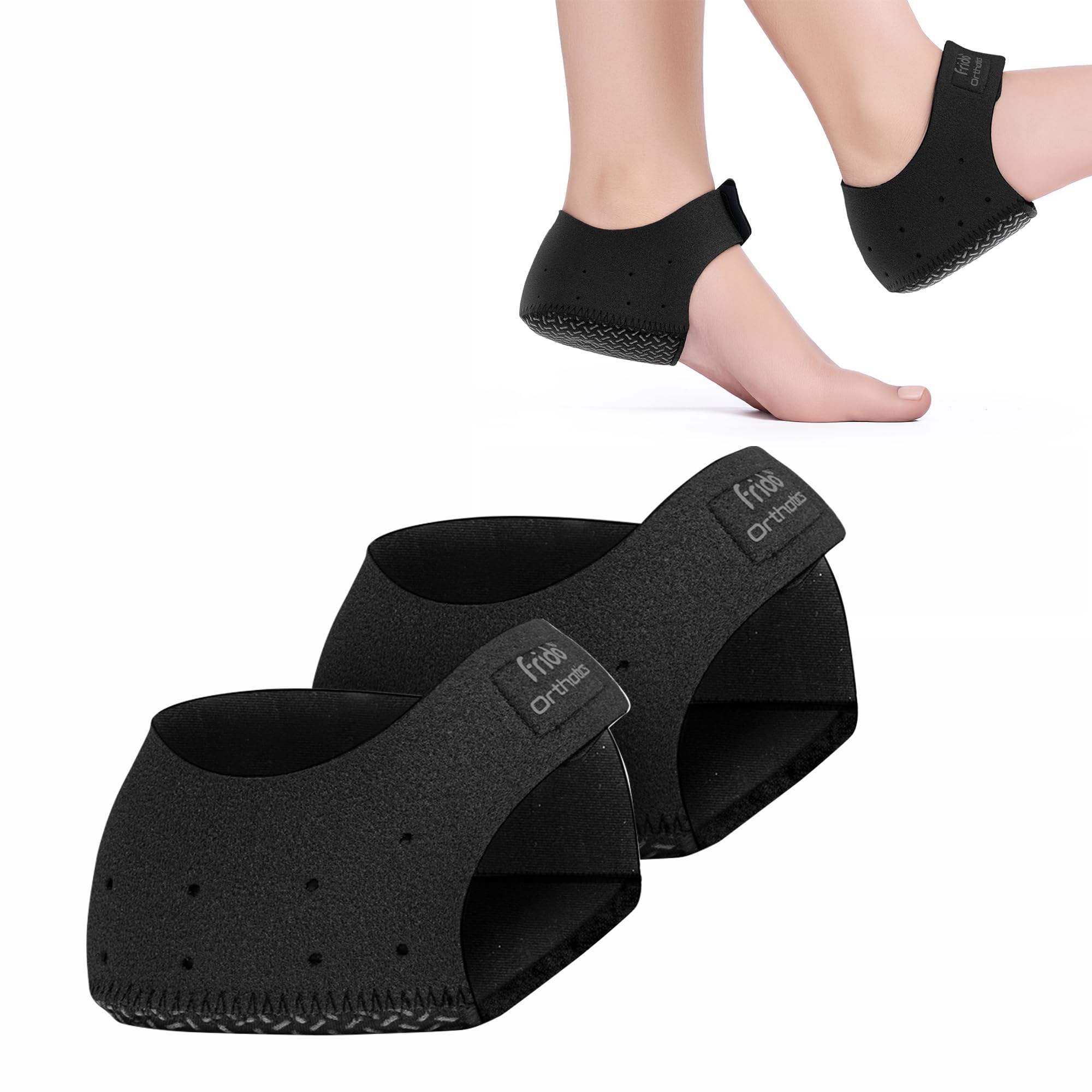 Frido Orthotics Heel Protector for Heel Pain Relief | Gel Heel Pad with Velcro Strap | Anti-Slip Heel Cup Cushion for Men & Women | Plantar Fasciitis, Heel Spurs, Shoe Bite Support | Black| Size - S-image-10