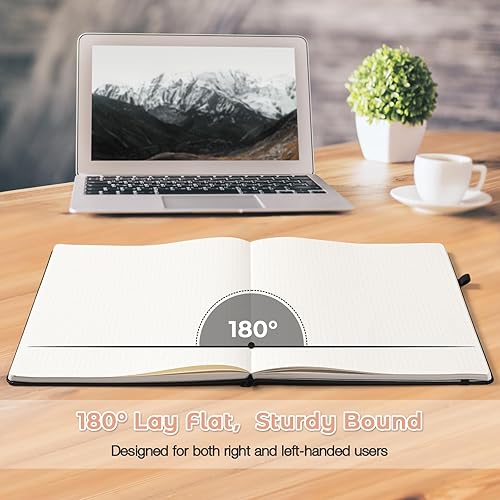 Miniatura 3 de Diario punteado, cuaderno de tapa dura de 8.5 x 11 pulgadas, cuaderno de cuadrícula de puntos para mujeres, hombres, diarios grandes de cuero para