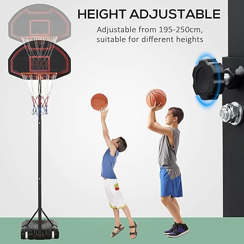 Miniatura 3 de Soozier Soporte de aro de baloncesto portátil, sistema de baloncesto ajustable en altura con tablero trasero de 29 pulgadas y ruedas para uso en