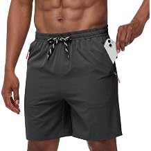 Mens Casual Hiking Athletic Shorts Khaki Board Hybrid Drawstring Elastic Waist 7 inch Quick Dry Lightweight Stretch